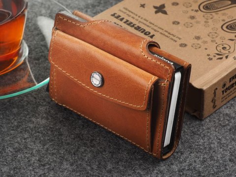 Portfel DOPPIO Max Pularys Skóra Nomad koniak 6,5x9,5x2,5 cm