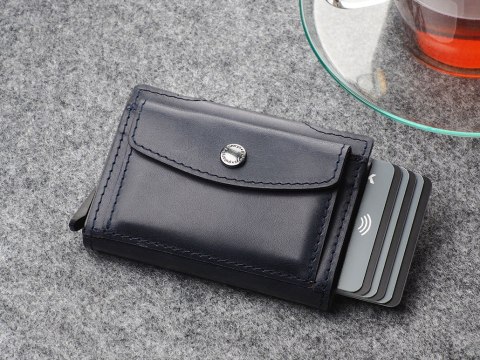 Portfel DOPPIO Max Pularys Skóra Nomad granatowy 6,5x9,5x2,5 cm