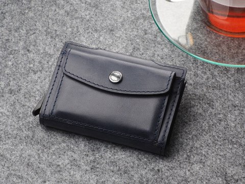 Portfel DOPPIO Max Pularys Skóra Nomad granatowy 6,5x9,5x2,5 cm