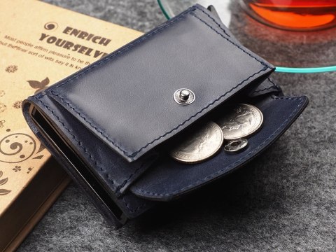 Portfel DOPPIO Max Pularys Skóra Nomad granatowy 6,5x9,5x2,5 cm