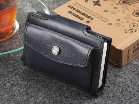 Portfel DOPPIO Max Pularys Skóra Nomad granatowy 6,5x9,5x2,5 cm