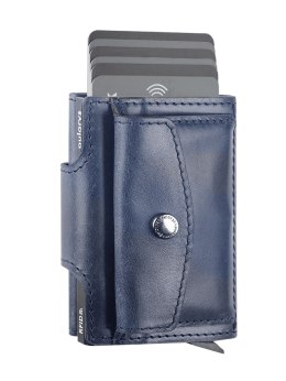 Portfel DOPPIO Max Pularys Skóra Nomad granatowy 6,5x9,5x2,5 cm