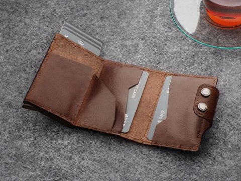 Portfel DOPPIO Pularys Skóra Nomad brązowy 6,5x9,5x2,5 cm