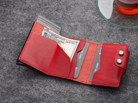 Portfel DOPPIO Pularys Skóra Nomad Czerwony 6,5x9,5x2,5 cm