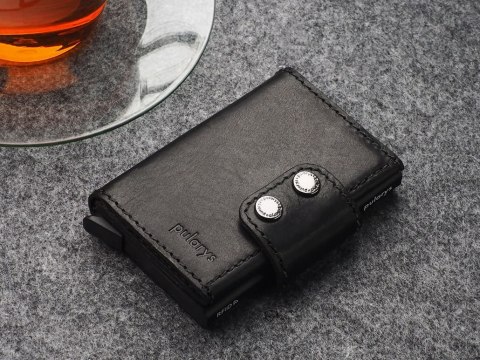 Portfel DOPPIO Pularys Skóra Nomad czarny 6,5x9,5x2,5 cm