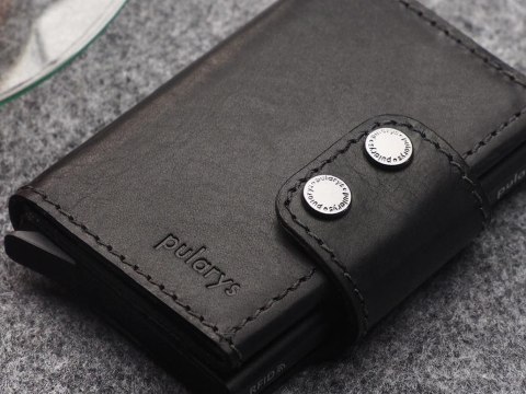 Portfel DOPPIO Pularys Skóra Nomad czarny 6,5x9,5x2,5 cm
