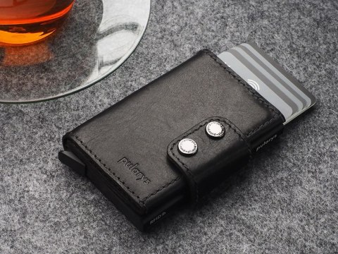Portfel DOPPIO Pularys Skóra Nomad czarny 6,5x9,5x2,5 cm