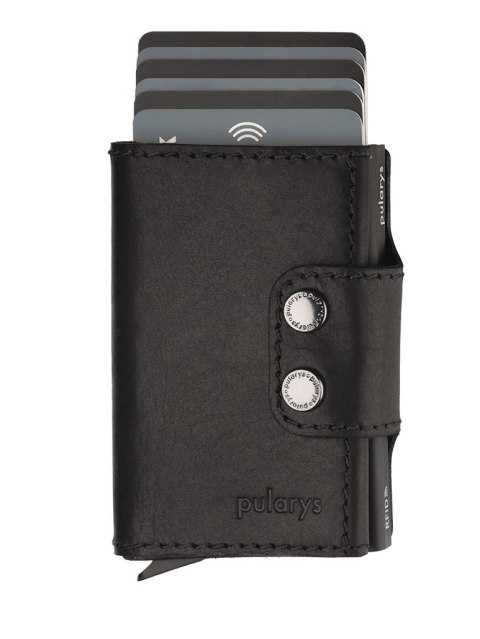 Portfel DOPPIO Pularys Skóra Nomad czarny 6,5x9,5x2,5 cm