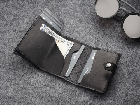 Portfel HIKER - CHIC Decor Pularys Skóra Nomad czarny 7x10x3 cm