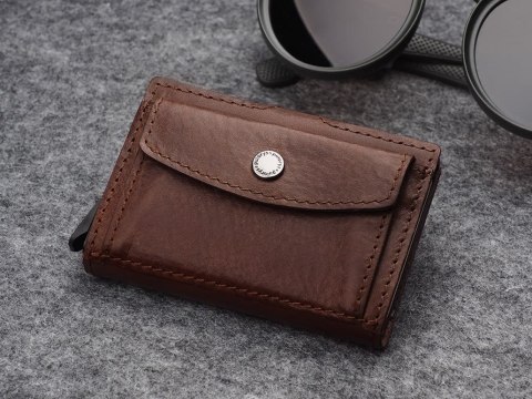 Portfel HIKER Max Pularys Skóra Nomad brązowy 7x10x2,5 cm