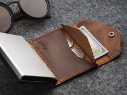 Portfel PORTER Go Pularys The Original Legendary Vintage Saddle Leather brązowy 7x9,5x2,5 cm