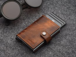 Portfel EASY WALLET Pularys The Original Legendary Vintage Saddle Leather brązowy 6,5x9,5x2,5 cm