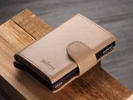 Portfel SOHO Zip Pularys Skóra Italia beżowy 7,5x9,5x3 cm