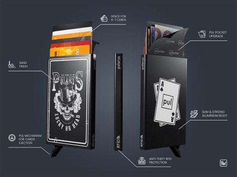 Etui na karty kredytowe RFID ZEN "THE GAME" Pularys Aluminium czarny 6x9,5x1 cm