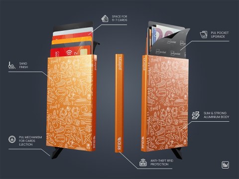 Etui na karty kredytowe RFID ZEN "VACATION" Pularys Aluminium pomarańczowy 6x9,5x1 cm