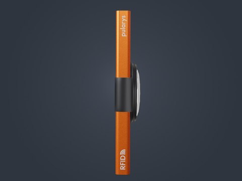 Etui na karty kredytowe RFID ZEN z uchwytem na AirTag Pularys Aluminium, Plastik pomarańczowy 6x9,5x1 cm