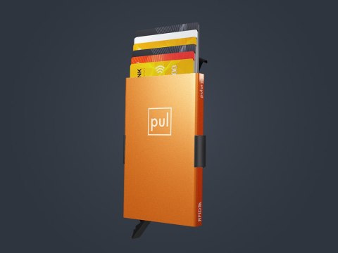 Etui na karty kredytowe RFID ZEN z uchwytem na AirTag Pularys Aluminium, Plastik pomarańczowy 6x9,5x1 cm