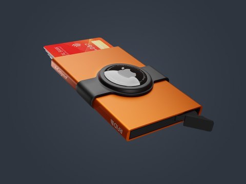 Etui na karty kredytowe RFID ZEN z uchwytem na AirTag Pularys Aluminium, Plastik pomarańczowy 6x9,5x1 cm