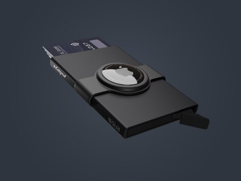 Etui na karty kredytowe RFID ZEN z uchwytem na AirTag Pularys Aluminium, Plastik czarny 6x9,5x1 cm