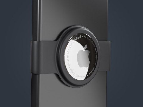Etui na karty kredytowe RFID ZEN z uchwytem na AirTag Pularys Aluminium, Plastik czarny 6x9,5x1 cm