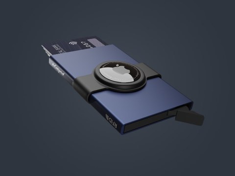 Etui na karty kredytowe RFID ZEN z uchwytem na AirTag Pularys Aluminium, Plastik granatowy 6x9,5x1 cm