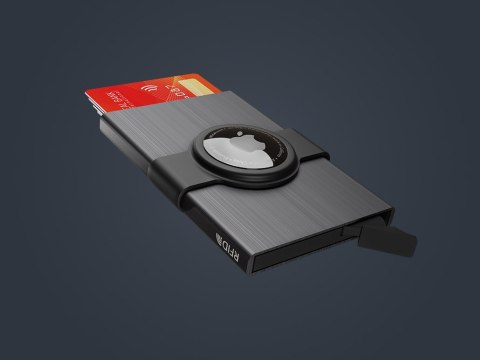 Etui na karty kredytowe RFID ZEN z uchwytem na AirTag Pularys Aluminium szczotkowane szary - ciemny 6x9,5x1 cm