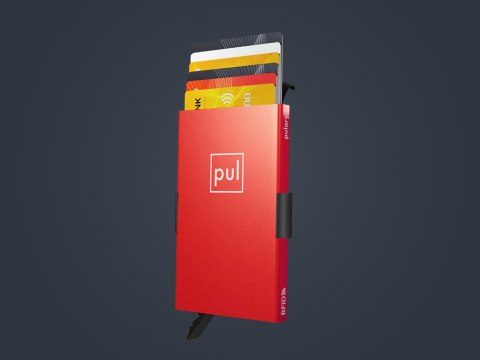 Etui na karty kredytowe RFID ZEN z uchwytem na AirTag Pularys Aluminium, Plastik Czerwony 6x9,5x1 cm
