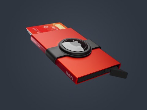 Etui na karty kredytowe RFID ZEN z uchwytem na AirTag Pularys Aluminium, Plastik Czerwony 6x9,5x1 cm