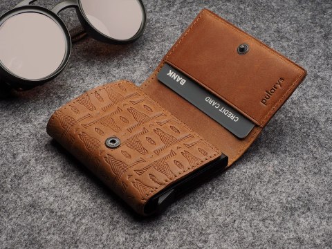 Portfel BOSTO - NATIVE Decor Pularys Nomad koniak 7x9,5x2 cm