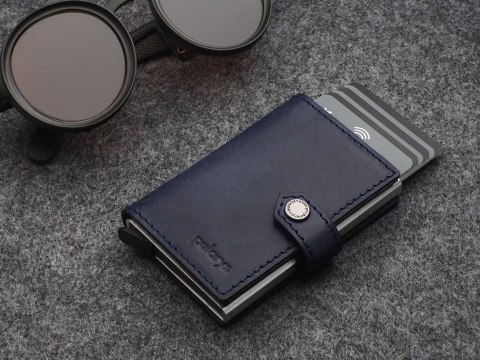 Portfel EASY WALLET for AirTag Pularys Skóra Nomad granatowy 6,5x9,5x2,5 cm