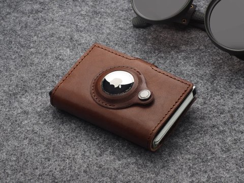 Portfel EASY WALLET for AirTag Pularys Skóra Nomad brązowy 6,5x9,5x2,5 cm