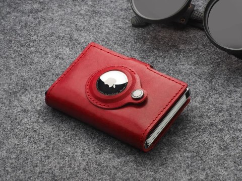 Portfel EASY WALLET for AirTag Pularys Skóra Nomad Czerwony 6,5x9,5x2,5 cm