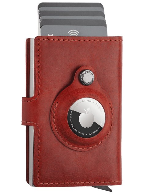 Portfel EASY WALLET for AirTag Pularys Skóra Nomad Czerwony 6,5x9,5x2,5 cm