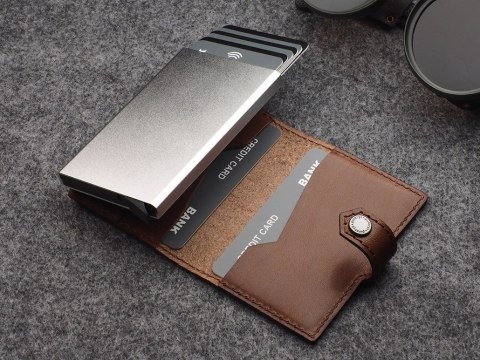Portfel EASY WALLET Pularys Skóra Nomad brązowy 6,5x9,5x2,5 cm