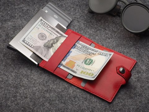 Portfel EASY WALLET Pularys Skóra Nomad Czerwony 6,5x9,5x2,5 cm