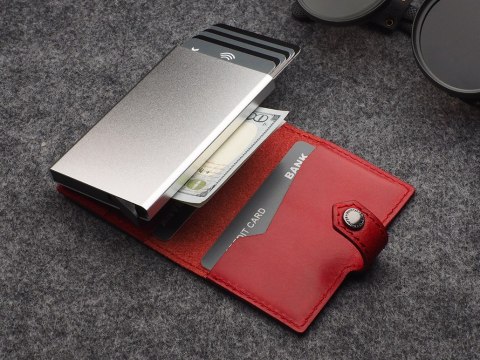 Portfel EASY WALLET Pularys Skóra Nomad Czerwony 6,5x9,5x2,5 cm