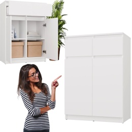 Komoda Biała z Szufladami Szafka Do Salonu Sypialni 97x70x39,5 Lilia 2S-2DD
