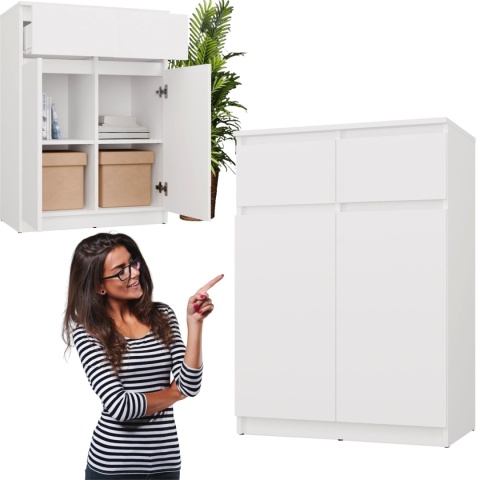 Komoda Biała z Szufladami Szafka Do Salonu Sypialni 97x70x39,5 Lilia 2S-2DD