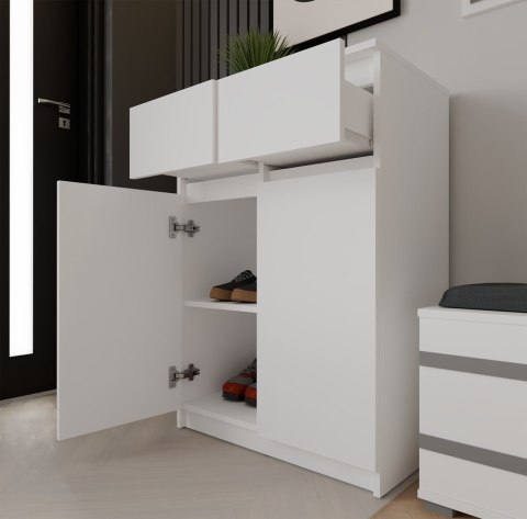 Komoda Biała z Szufladami Szafka Do Salonu Sypialni 97x70x39,5 Lilia 2S-2DD