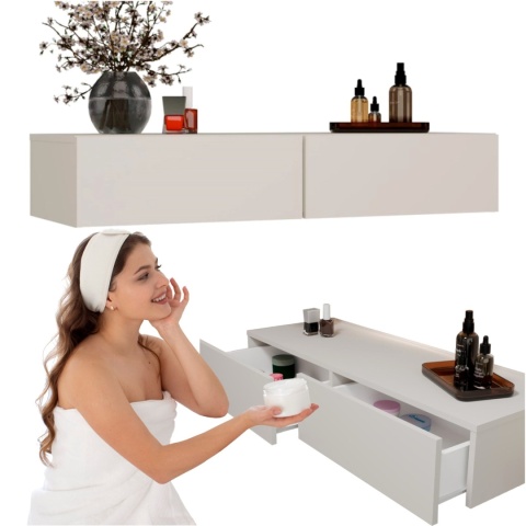 Toaletka Kosmetyczna z 2 Szufladami Konsola Wisząca Kaszmir Gaja 110x40 cm