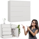 Komoda Biała z Szufladami Szafka Do Salonu Sypialni 100x93x40 cm Lilia 5S1D