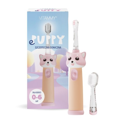 VITAMMY ePUPPY Szczoteczka soniczna do zębów dla dzieci 0-6, dwie końcówki, różowa