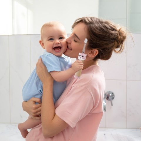 VITAMMY ePUPPY Szczoteczka soniczna do zębów dla dzieci 0-6, dwie końcówki, różowa