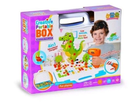 Kreatywna Mozaika Zoo W Walizce 198 El. Układanka 3d, Klocki, Wkrętarka Zestaw Konstrukcyjny