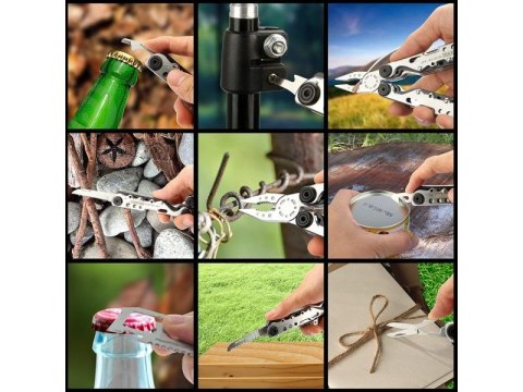 NARZĘDZIE WIELOFUNKCYJNE JAKEMY MULTITOOL 10W1 KOMBINERKI, NÓŻ, PIŁA, KARTA PRZEŻYCIA