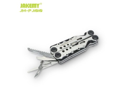 NARZĘDZIE WIELOFUNKCYJNE JAKEMY MULTITOOL 10W1 KOMBINERKI, NÓŻ, PIŁA, KARTA PRZEŻYCIA
