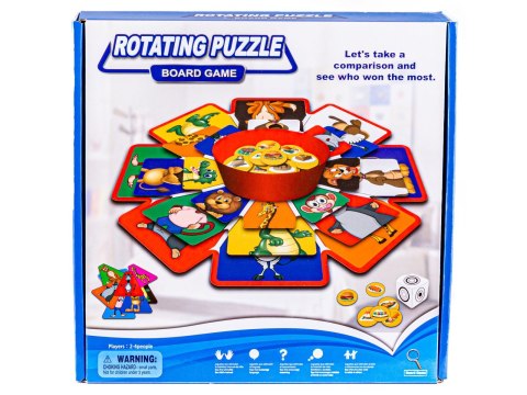 OBROTOWA GRA LOSOWA, UKŁADANKA, PUZZLE, ZWIERZĘTA I OWOCE