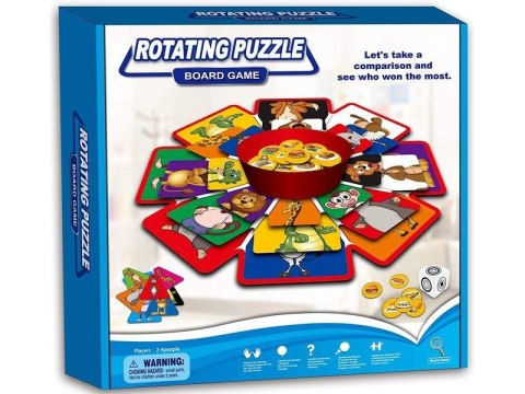 OBROTOWA GRA LOSOWA, UKŁADANKA, PUZZLE, ZWIERZĘTA I OWOCE