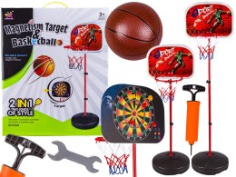 Zestaw 2w1 Do Gry W Koszykówkę Dart Rzutki Na Magnes 166cm+ Piłka, Pompka