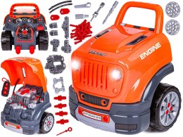Zestaw Mechanika, Samochód Auto Silnik Do Rozkręcania, Warsztat 61 Elementów, Pomarańczowy Jeep